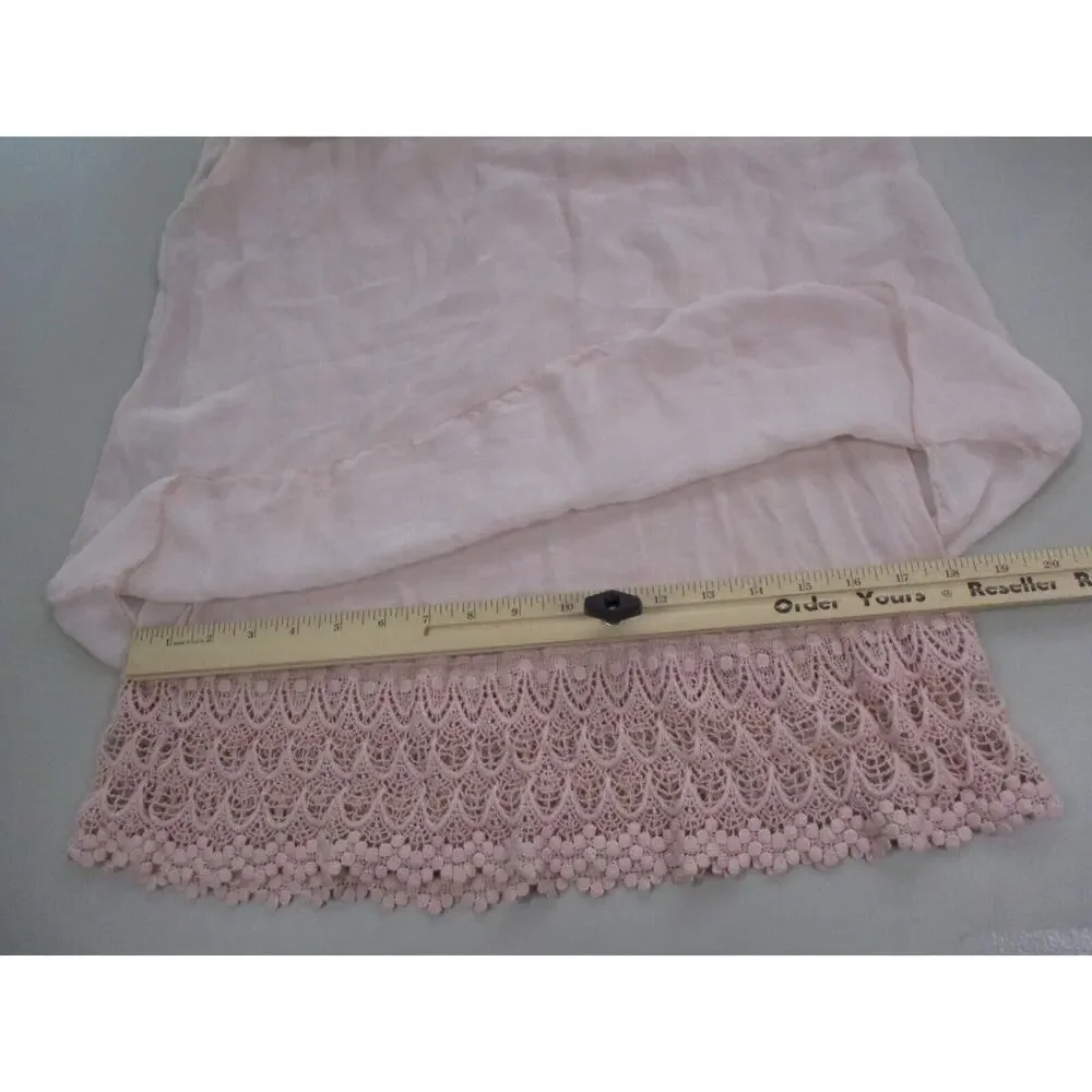Elena Baldi Silk Top Women Small Crochet Lace Lagenlook Coquette Romantic Pastel - Picture 12 of 16